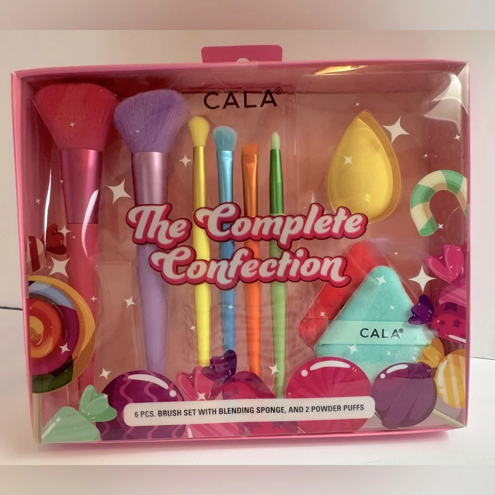 CALA The Complete Confection 9-Piece Set. 6 Brushes, Sponge, and Puffs Set